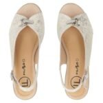 Womens leather sandals on a block, gold Filippo DS7645 - Image 5