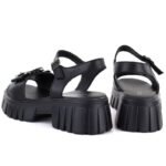 Womens leather sandals on a platform with decoration, black Vinceza 26-79611 - Image 4