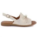 Womens leather sandals with a bow, gold, Cambell 26-19387 - Image 2