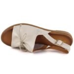 Womens leather sandals with a bow, gold, Cambell 26-19387 - Image 3
