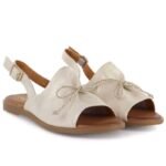Womens leather sandals with a bow, gold, Cambell 26-19387 - Image 4
