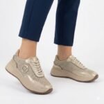 Womens leather sneakers with gold braid Gino Fabiani OL39-5 GOLD - Image 5