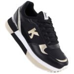 Womens leather sports shoes black Kobbo 100102