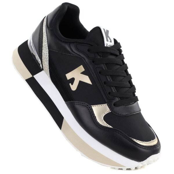 Womens leather sports shoes black Kobbo 100102