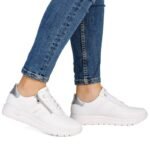 Womens leather sports shoes white Remonte Rieker D2V03-80 - Image 5
