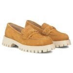 Womens leather suede brogues, camel, Filippo DP7554 - Image 4