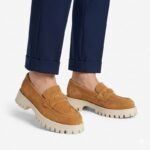 Womens leather suede brogues, camel, Filippo DP7554 - Image 6