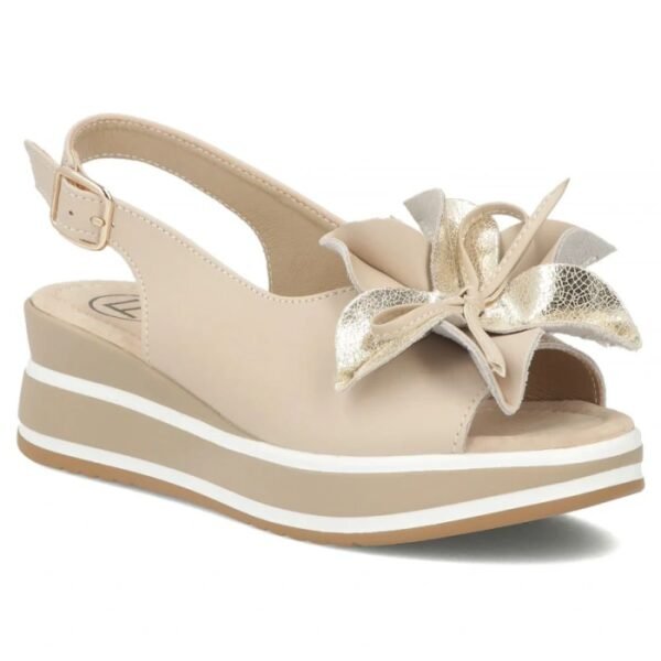 Womens leather wedge sandals beige Filippo DS7045/26