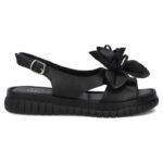 Womens leather wedge sandals, black, Filippo DS6965 - Image 2