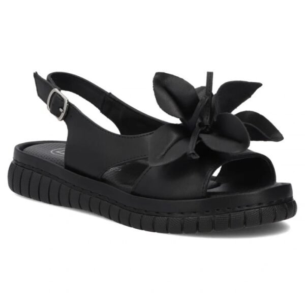 Womens leather wedge sandals, black, Filippo DS6965