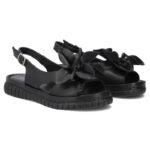 Womens leather wedge sandals, black, Filippo DS6965 - Image 4
