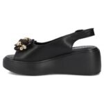 Womens leather wedge sandals, black, Filippo DS7577 - Image 3