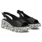 Womens leather wedge sandals, black, Filippo DS7580 - Image 4