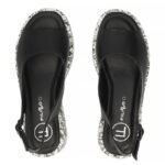 Womens leather wedge sandals, black, Filippo DS7580 - Image 5
