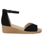Womens leather wedge sandals, black, Filippo DS7635 - Image 2