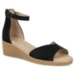Womens leather wedge sandals, black, Filippo DS7635