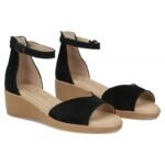 Womens leather wedge sandals, black, Filippo DS7635 - Image 4