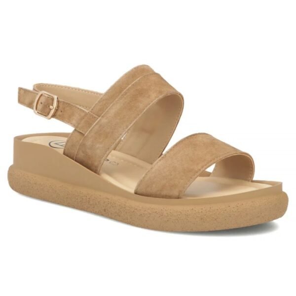 Womens leather wedge sandals camel Filippo DS7746