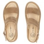 Womens leather wedge sandals camel Filippo DS7746 - Image 5