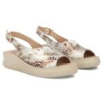 Womens leather wedge sandals, gold, Filippo DS7581 - Image 4