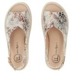 Womens leather wedge sandals, gold, Filippo DS7581 - Image 5