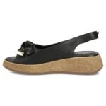 Womens leather wedge sandals with openwork black Filippo DS7582 - Image 3