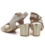 Womens openwork beige heeled sandals M.Daszyński MR1954-2 - Image 4