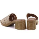 Womens openwork beige mules with a heel M.Daszyński MR2598-7 - Image 4