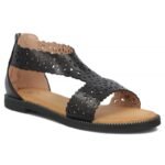 Womens openwork black sandals Filippo DS7889