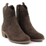 Womens openwork brown cowboy boots Jezzi RMR2353-16 - Image 3
