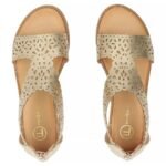 Womens openwork gold sandals Filippo DS7889 - Image 4