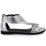 Womens openwork silver sandals M.Daszyński MR24148-2 - Image 2