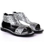 Womens openwork silver sandals M.Daszyński MR24148-2 - Image 3