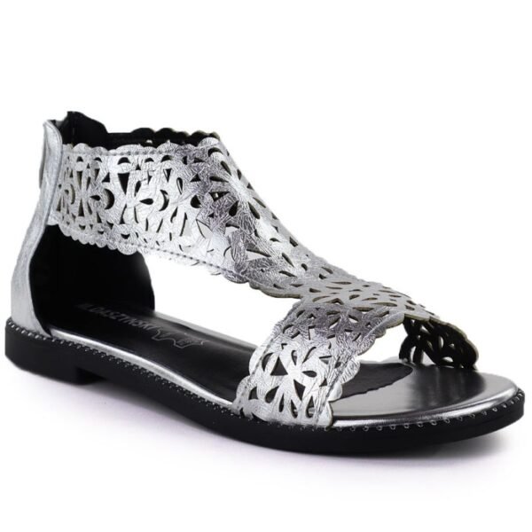 Womens openwork silver sandals M.Daszyński MR24148-2