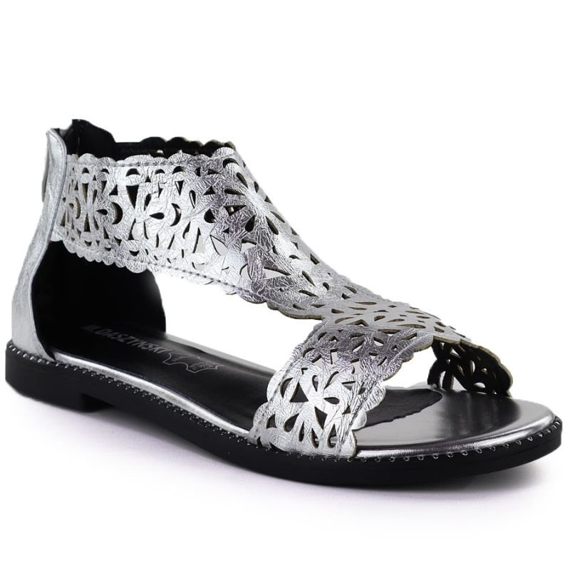 lupin-wear-ca-women-s-openwork-silver-sandals-m-daszy-ski-mr24148-2-2405355 Womens openwork silver sandals M.Daszyński MR24148-2 - Image 1