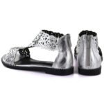 Womens openwork silver sandals M.Daszyński MR24148-2 - Image 4