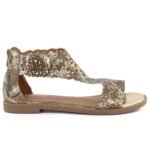 Womens openwork snakeskin gold sandals M.Daszyński MR24148-2 - Image 2