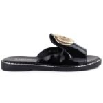Womens patent leather black flip-flops with decoration M.Daszyński MR2266-5 - Image 2