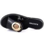 Womens patent leather black flip-flops with decoration M.Daszyński MR2266-5 - Image 3