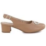 Womens pumps with an open heel, light brown, M.Daszyński SA233-4 - Image 2