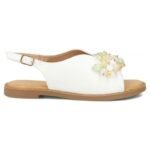 Womens sandals with beads, white, Filippo DS7900 - Image 2