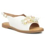Womens sandals with beads, white, Filippo DS7900