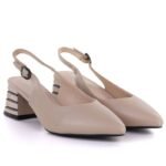 Womens sandals with decorative heels, beige, Vinceza 26-62285 - Image 4