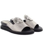 Womens silver low wedge flip-flops M.Daszyński MR2267-7 - Image 3