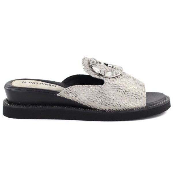 Womens silver low wedge flip-flops M.Daszyński MR2267-7