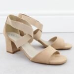 Womens slip-on sandals with a block heel, beige Filippo DS6920 - Image 2