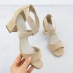 Womens slip-on sandals with a block heel, beige Filippo DS6920