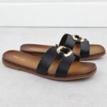 Womens slippers with decoration, black, Sergio Leone SK077H - Image 2