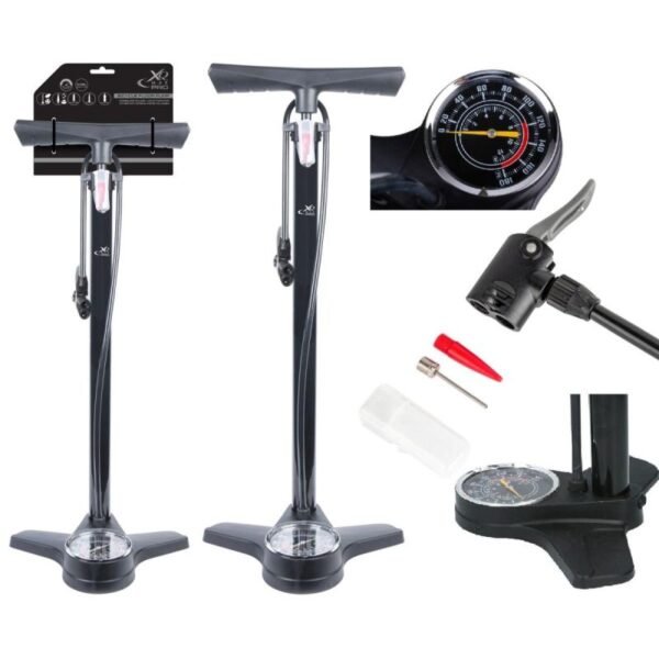 WORKSHOP/BICYCLE PUMP 180PSI (12BAR) WITH PRESSURE GAUGE XQMAX PRO