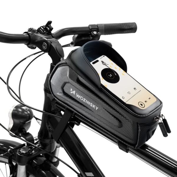 Wozinsky bicycle bag for the frame, armored, with a phone pocket, 1.7 l - black